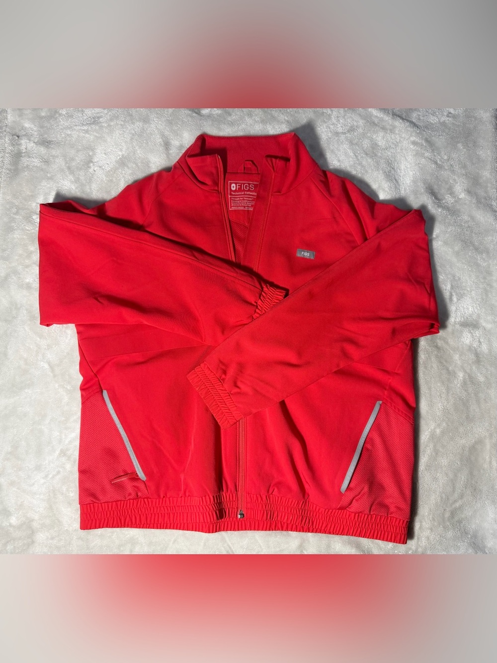 FIGS Red Full-Zip Performance Jacket
